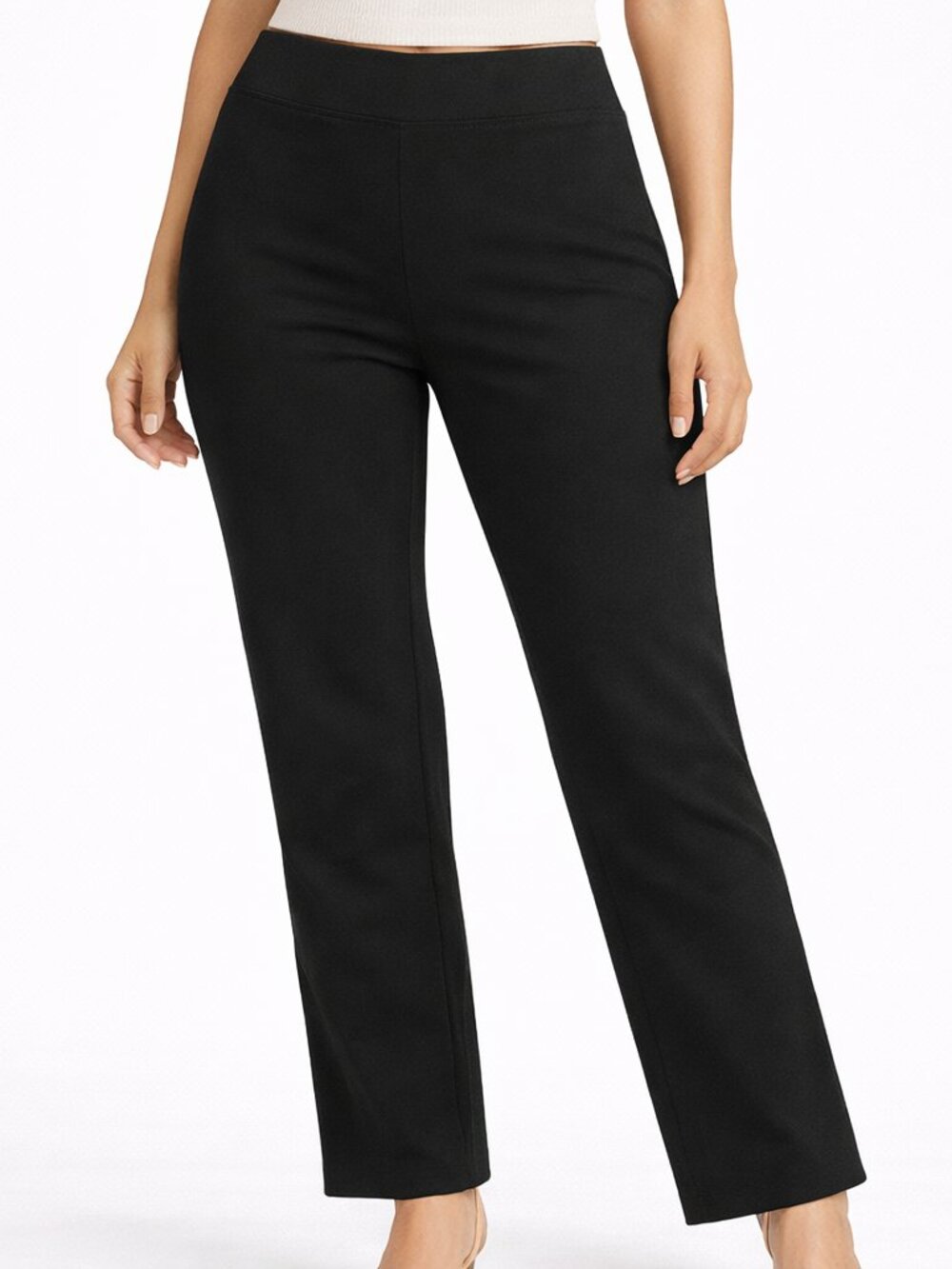 Women with Control Black Slimming Pull-On Pants Straight Leg SP NWT